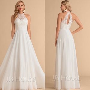 High Neck Floor Length Wedding Dress